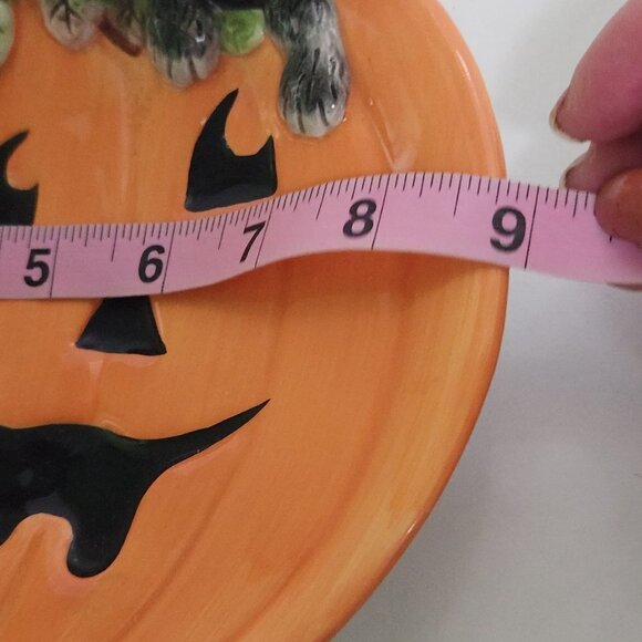 Fitz And Floyd Vintage Pumpkin With Black Cat Decorative Plate - Picture 4 of 5